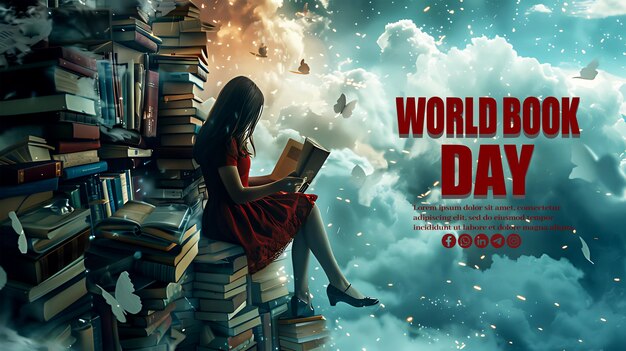 PSD world book day social media post template