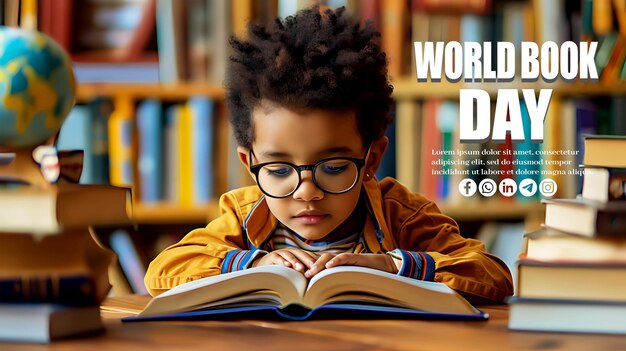 PSD world book day social media post template