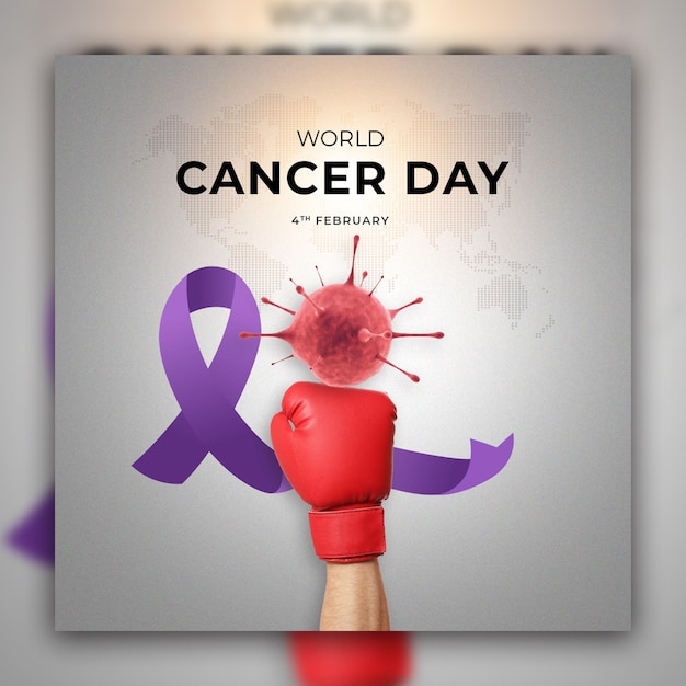 PSD world cancer awareness day social-media-post und instagram-banner-design-vorlage für den weltkrebs-tag