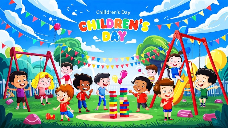 PSD world childrens day celebration with kids background
