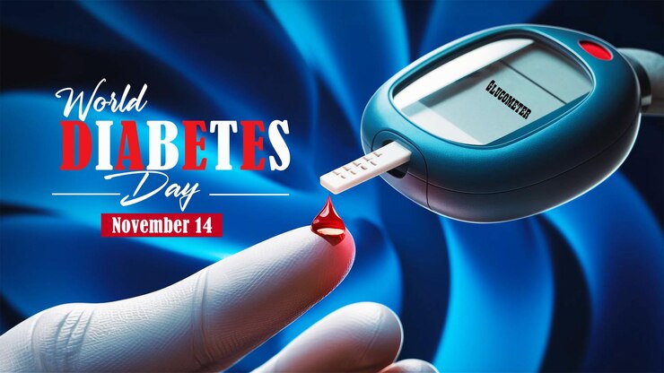 PSD world diabetes day concept banner with glucometer