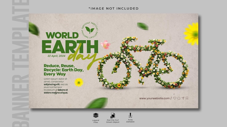 PSD world earth day horizontal banner design template