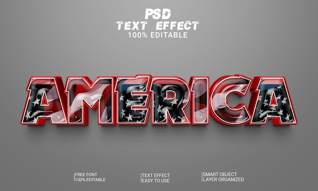 World of Football Qatar Cup 2022 America USA Efecto de texto 3D Archivo PSD