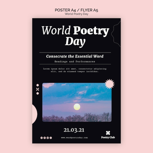 PSD world poetry day event flyer vorlage