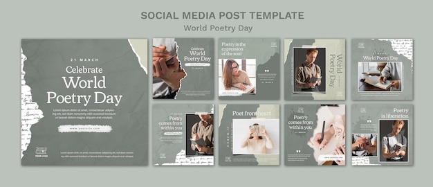 PSD world poetry day event instagram beiträge