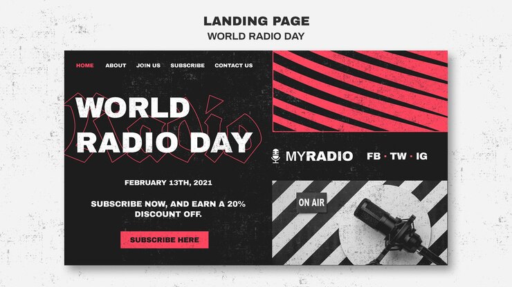 PSD world radio day landing page template