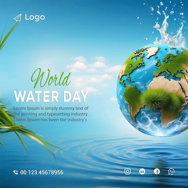 World Water Day Social Media Instagram Modello di banner per il post
