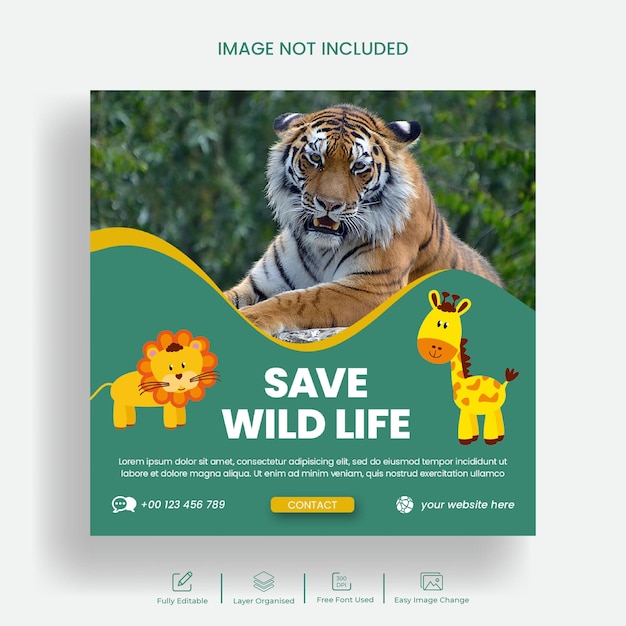 PSD world wildlife day instagram-post und social-media-banner-template-design