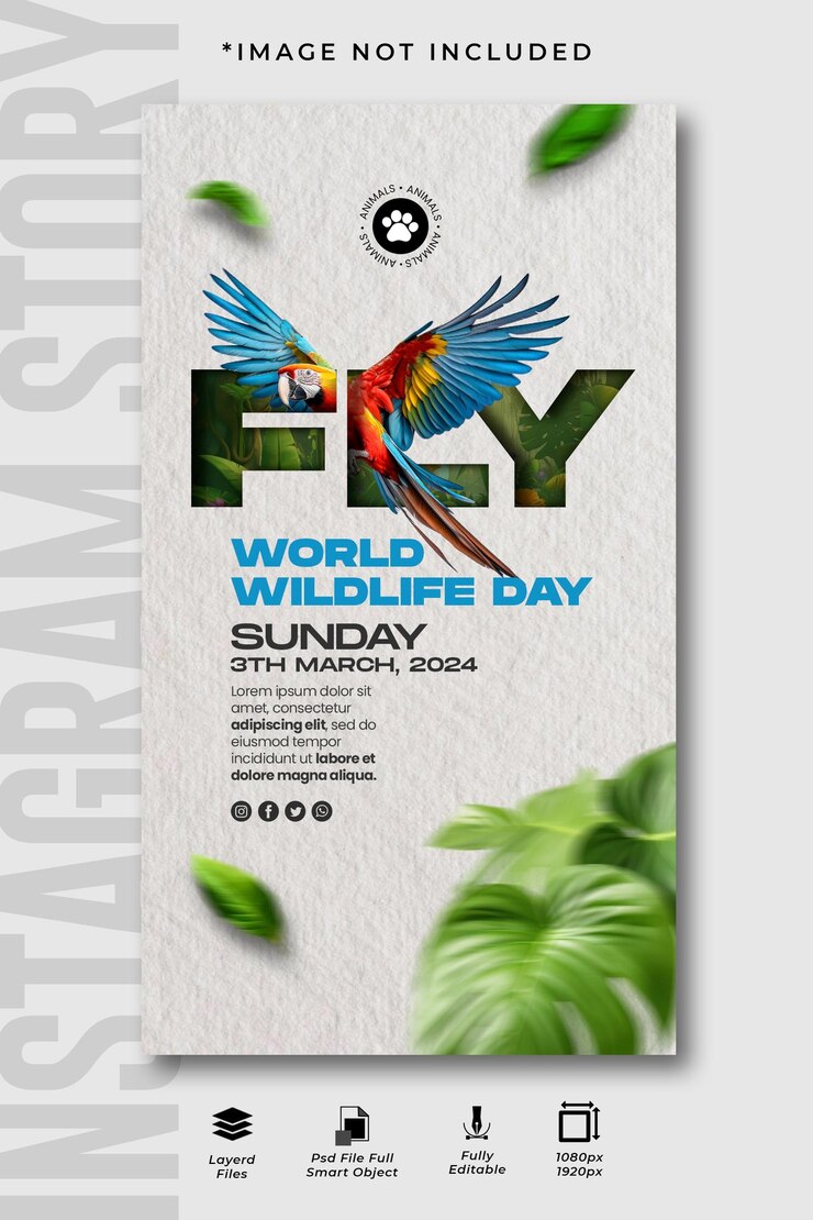 PSD world wildlife day instagram story design template