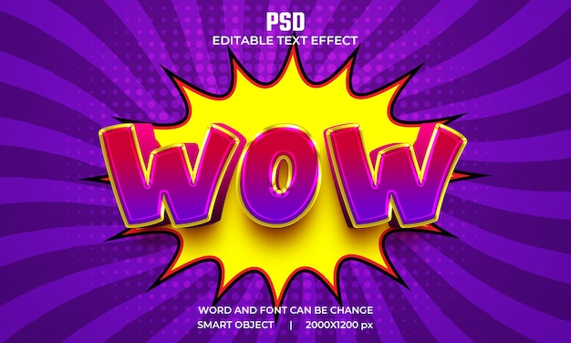 PSD wow efecto de texto editable 3d psd premium con fondo