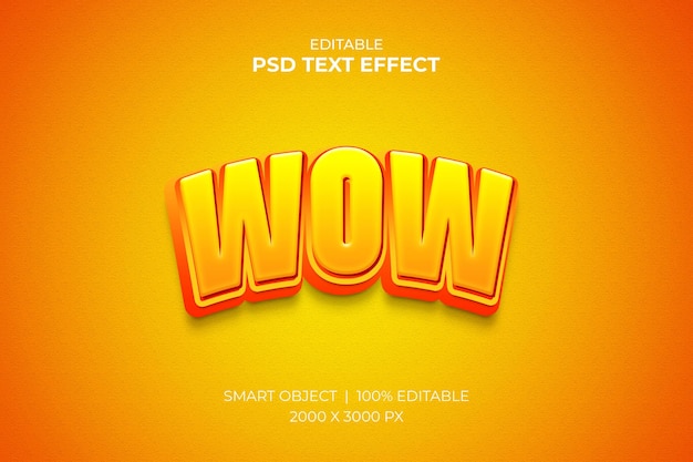 Wow maqueta de efecto de texto 3d editable PSD Premium