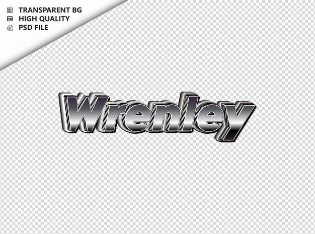 PSD wrenley tipografía texto plateado negro psd transparente