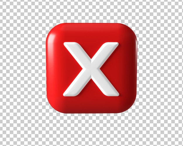 Wrong error check false icon 3d square red sign