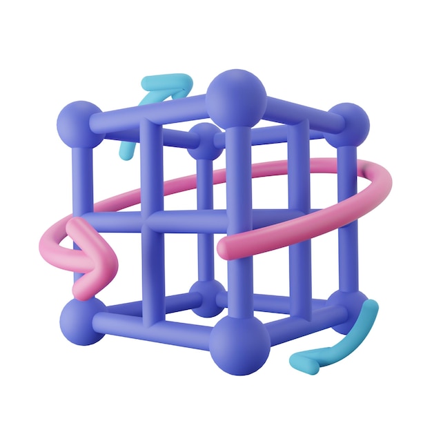 PSD würfel drehen 3d-symbol für virtuelle realität