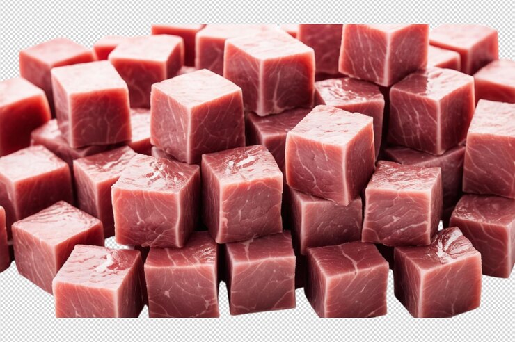 PSD würfel von rohem fleisch 4