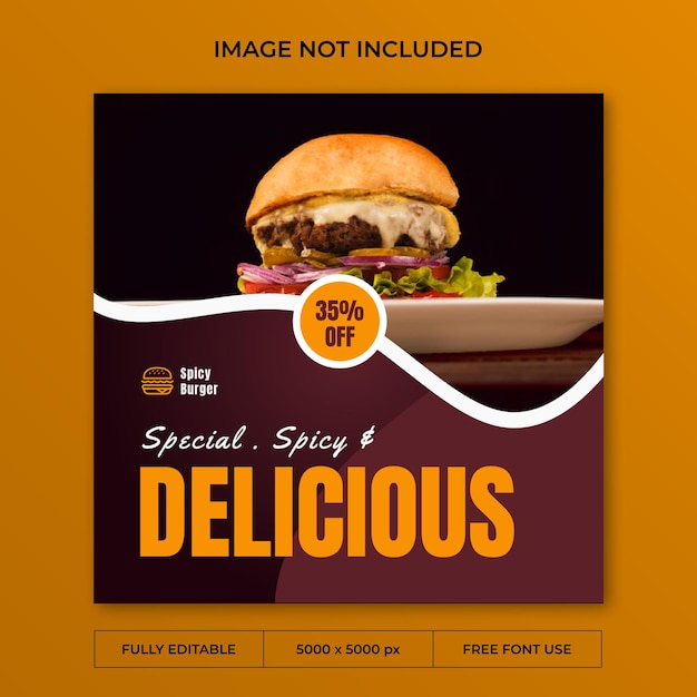Würzige Burger-Instagram-Post-Social-Media-Vorlage