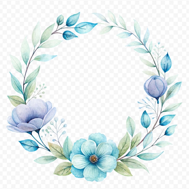 Wunderschöner Aquarell-Blumenrahmen auf durchsichtigem Hintergrund
