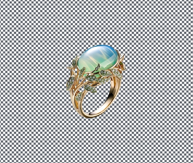 Wunderschöner Opal-Jade-Ring, isoliert auf durchsichtigem Hintergrund