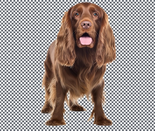 Wunderschöner Sussex Spaniel-Hund isoliert auf durchsichtigem Hintergrund
