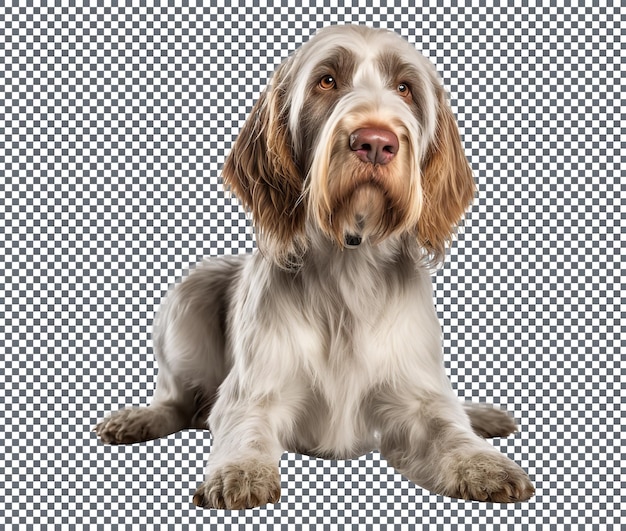 Wunderschöner Welpe der Spinone Italiano-Rasse, isoliert auf transparentem Hintergrund