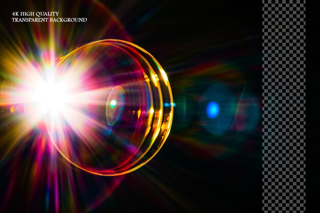 PSD wunderschönes lensflare-overlay auf durchsichtigem hintergrund