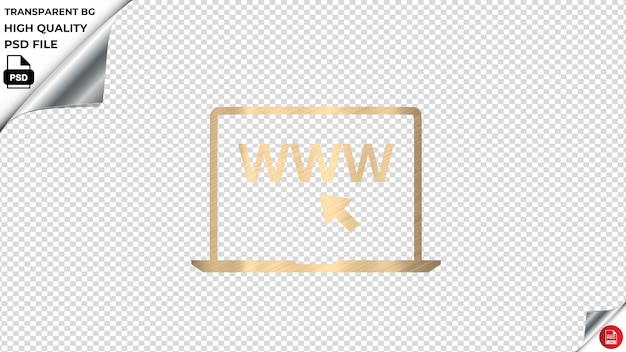 PSD www cliquez sur la flèche de la souris sur l'ordinateur portable icône vectorielle couleur dorée brillante texture psd transparente