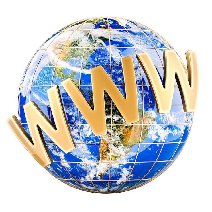 PSD www concepto de la world wide web renderización 3d aislado en un fondo transparente