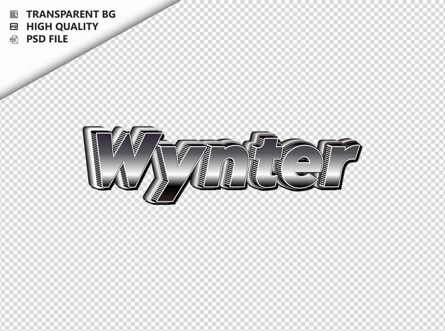 Wynter tipografia texto prata negra psd transparente