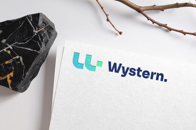 Wystern elegant logo mockup debossed effect v4