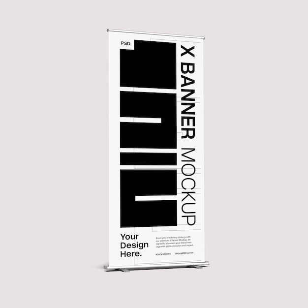 X Banner Mockup para publicidad y promoción