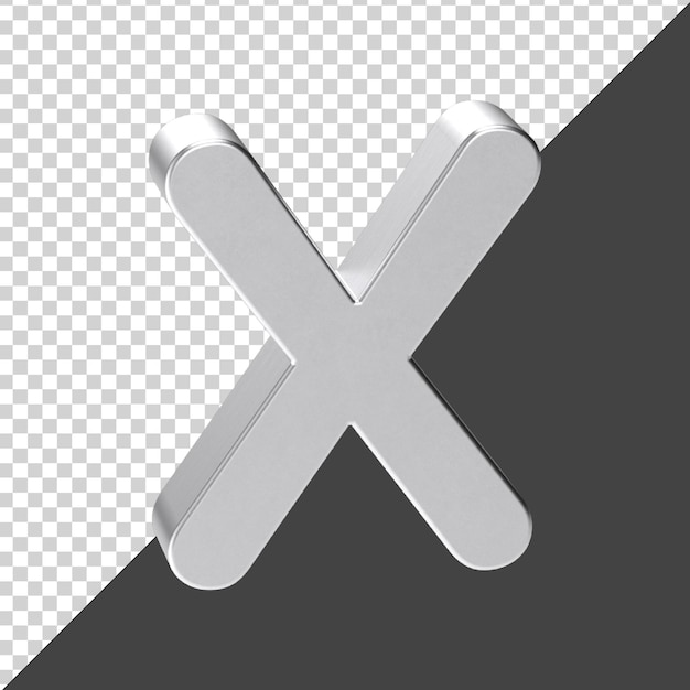 x carta feita de prata em renderização 3d 3D letra realista x