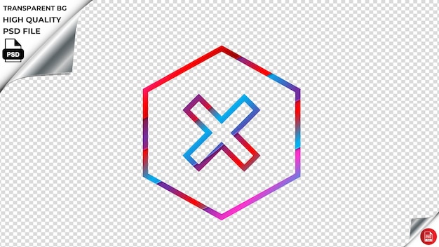 PSD x cross icon vectorial rojo azul púrpura cinta psd transparente