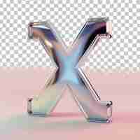 PSD una x en forma de x se sienta frente a un fondo rosado