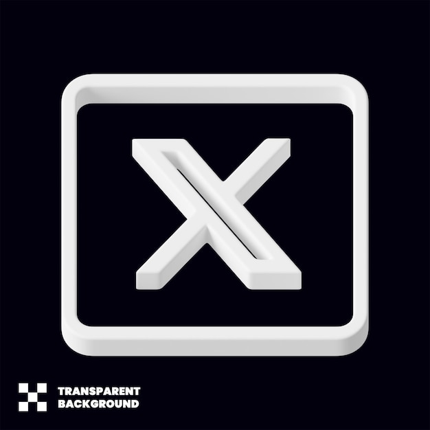 X Icon 3D de las redes sociales de Twitter