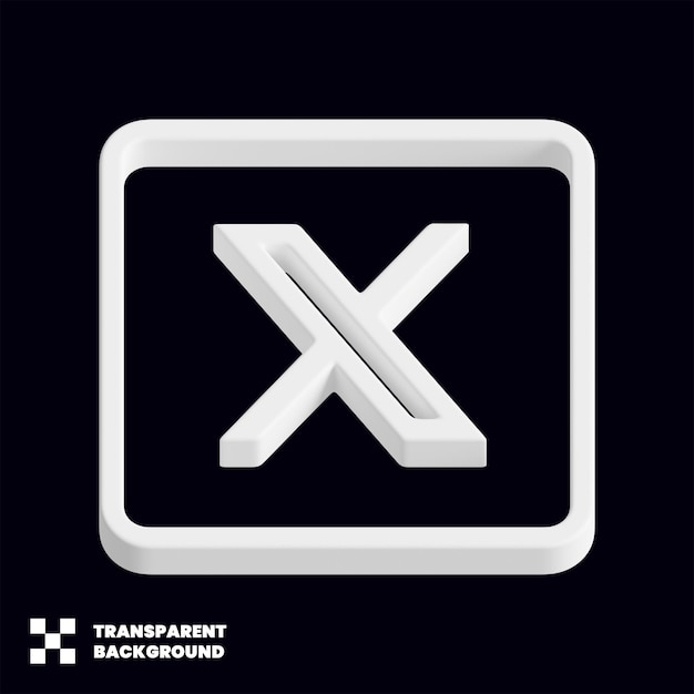 X Icon 3D de las redes sociales de Twitter