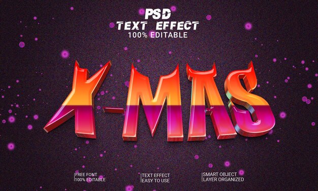 X mas 3d-texteffekt-psd-datei