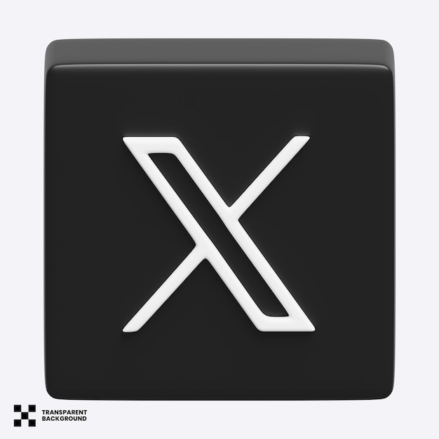 X Social Media Icon 3D