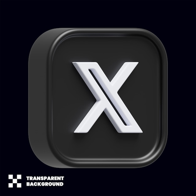 X Social Media Icon 3D