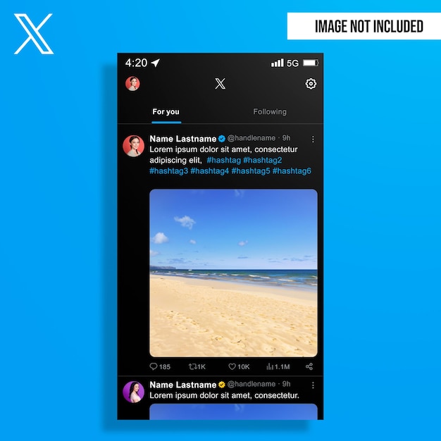 X Twitter Mobile Alimentation Verticale Entièrement Modifiable