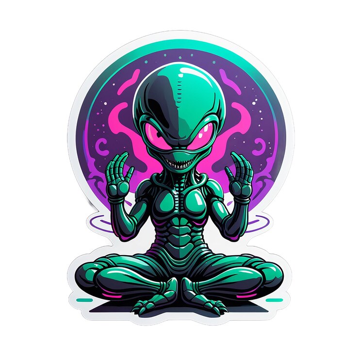 PSD xenomorfo che fa lezioni di yoga adesivo adesivo