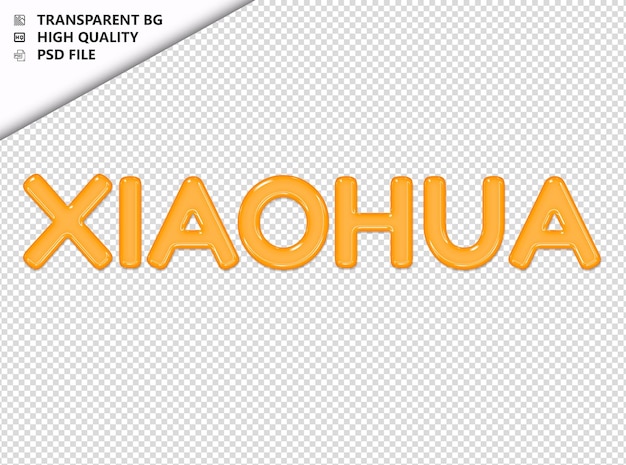PSD xiaohua tipografía texto amarillo vidrio brillante psd transparente
