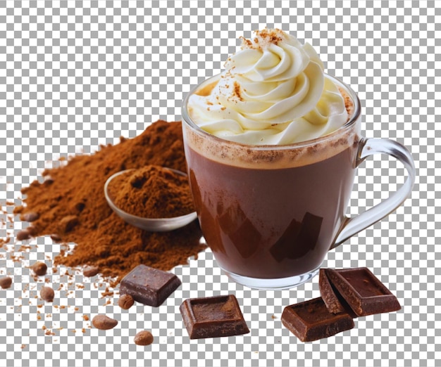 xícara de cacau aquecida com um delicioso redemoinho