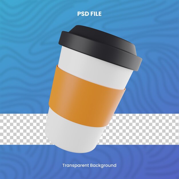 PSD xícara de café 3d com fundo transparente renderização de alta qualidade