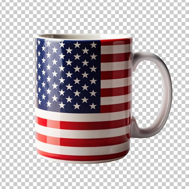 PSD xícara de café com cores da bandeira americana fundo transparente