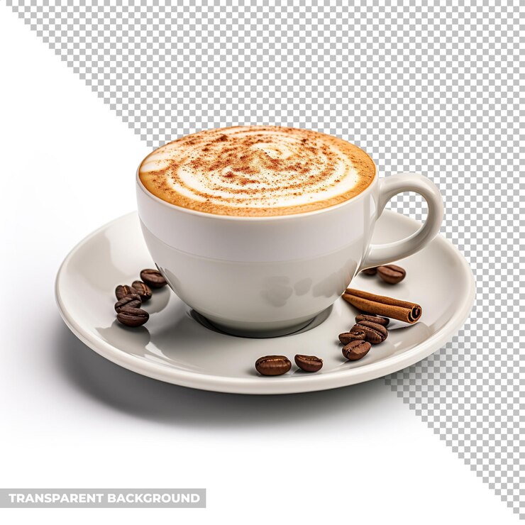 PSD xícara de café com leite de arte em um café cappuccino isolado sem fundo