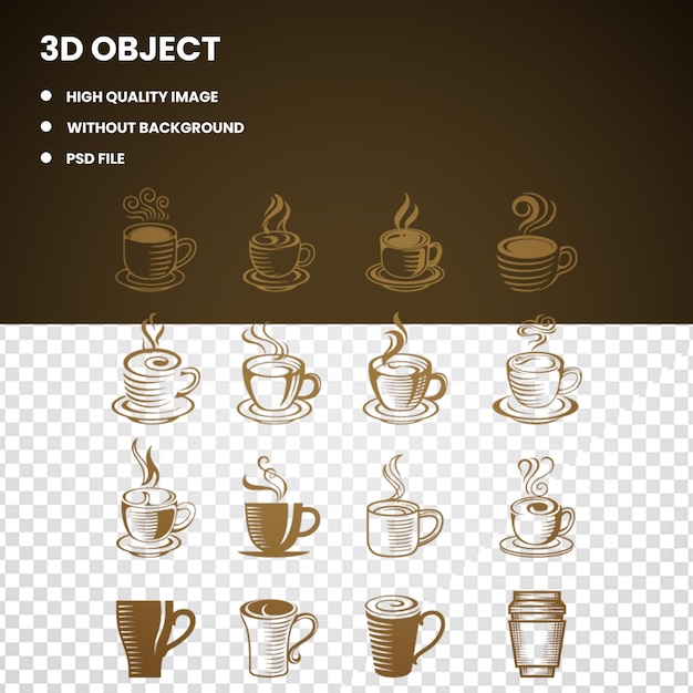 PSD xícaras de café 3d