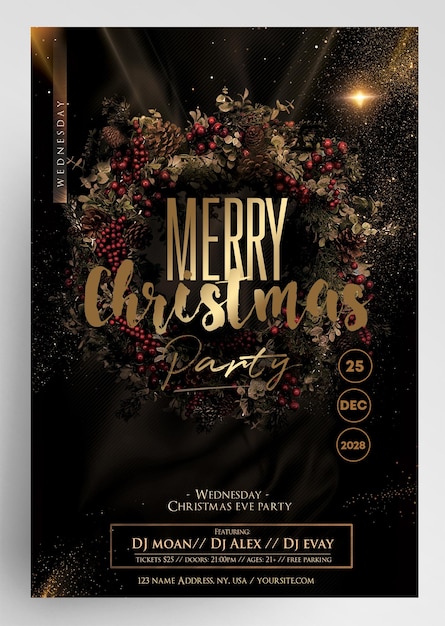 XMas Gold Party-Flyer-Vorlage
