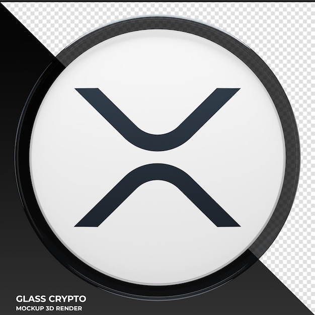 PSD xrp glass crypto coin ilustración 3d