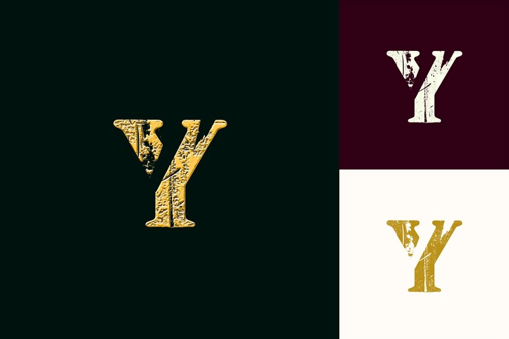 PSD y com letra de design de logotipo vintage com y em forma de uma coleção de vetores abstratos da natureza