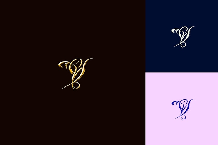 PSD y com letra wordmark estilo de design de logotipo com y em forma de natureza coleções de vetores abstratos